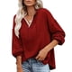 thumbnail image 2 of Mujeres con capucha Top encaje empalme cuello en V hombro caído cordón suéter suelto sudaderas para dama, 2 of 5