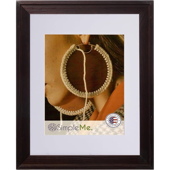 SimpleMe 100% Solid Wood 14x20 Poster Picture Frame with Mat or 16x24 without Mat - Rustic Natural Wooden Photo Frames, Brown