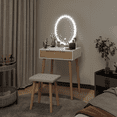 thumbnail image 2 of ELECWISH Makeup Vanity Table Set with Touch Screen Adjustable Lighted Mirror and Cushioning Stool,Dressing table with Free Makeup Organizer (Rectangle Mirror), 2 of 8