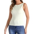 thumbnail image 4 of INSPIRE CHIC Women's Textured Knit Sleeveless Boat Neck Basic Tank Top XS Beige, 4 of 6