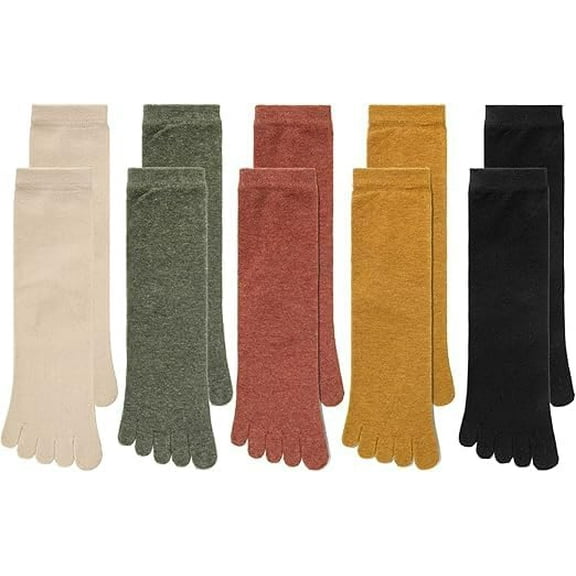 5-Pairs Toe Socks for Women, Cotton Athletic Running Women's Toe Socks 5 Fingers, Colored Cute Comfort