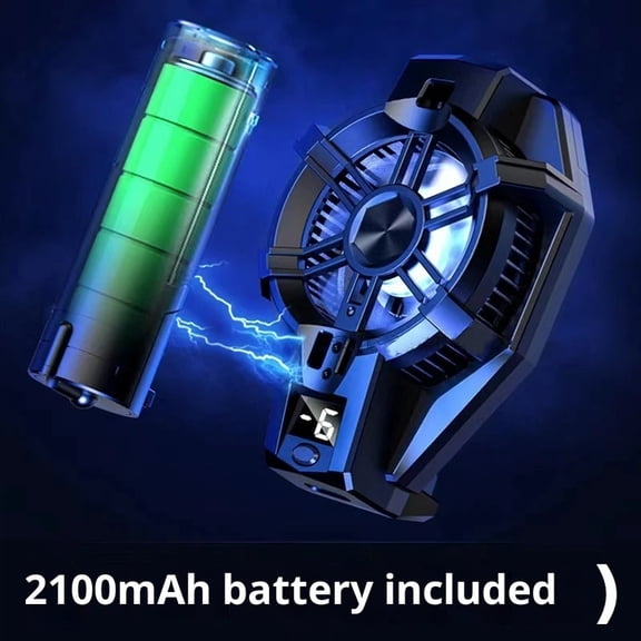 Phone Cooler with Battery, Phone Cooling Fan for Gaming Fit All Types of iPhone Android Smartphones, Mobile Phone Radiator with LED Temperature Display/Universal Clamp