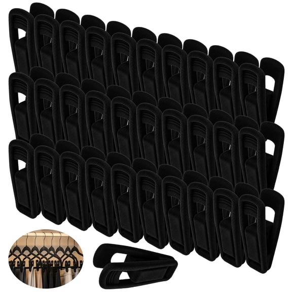 60 Pcs Black Velvet Hanger Clips, Non-slip Flocked Pants Finger Clips for Flocking Hangers, Closet Organizers for Pants, Skirts, Socks, Ties, Scarves