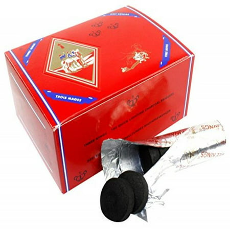 Three King Charcoal -33 mm Premium Hookah Incense Charcoal Coals, 2 Box of 100 Piece, Total 200 (Best Natural Hookah Coals)