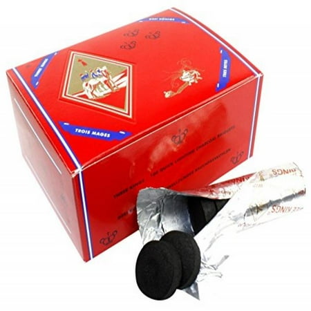 Premium Charcoal Incense - Three King Charcoal -33 mm Premium Hookah Incense Charcoal Coals, 2 Box of 100 Piece, Total 200 Piece