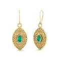 thumbnail image 2 of 5x3mm Oval Green Onyx 925 Sterling Silver Gold Vermeil Teardrop Filigree Women Valentines Day Gifts Engagement Earrings, 2 of 4