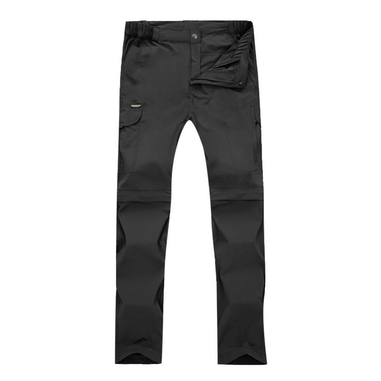 DeHolifer Men's Pants Outdoor Quick Dry Convertible Lightweight Pants  Hiking Fishing Zip Off Cargo Work Trousers Black 4XL 