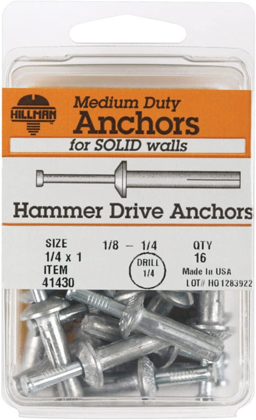 Hillman Zamac Nailin Anchor 1/4 " X 1 " 16/Card Pack of 5