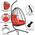 thumbnail image 6 of Egg Chair with Stand, Patio Wicker Hammock Chair Swing with Stand and UV Resistant Cushion, Egg Swing Chair for Outdoor Patio Porch Backyard Living Room, 300lbs Weight Capacity, 6 of 9