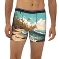 thumbnail image 2 of Rateoe Coastal Palm Beach Print Men’s Underwear Boxer Briefs Soft Comfortable Underwear Boxer Briefs, Long Leg Briefs,Anti-chafing Boxer Briefs, 2 of 7