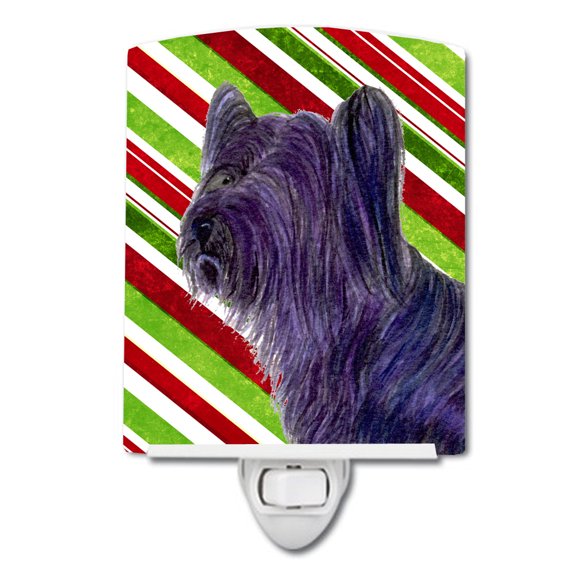 Caroline's Treasures SS4532CNL Skye Terrier Candy Cane Holiday Christmas Ceramic Night Light, 6x4x3", multicolor