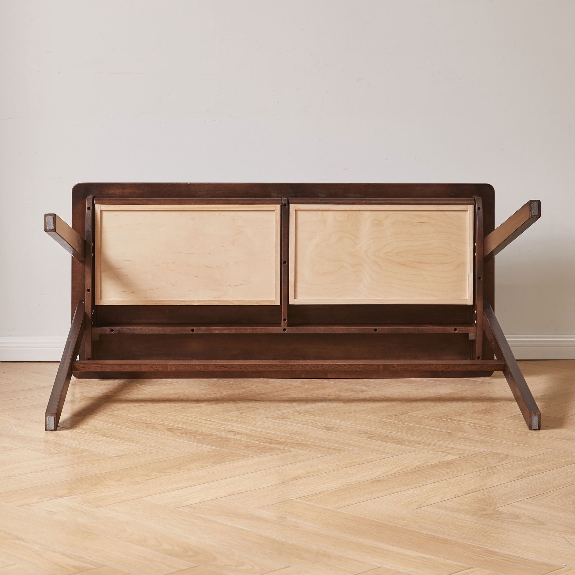 MAYEERTY Solid Rubber Wood Writing Desk with Drawer, Retro Walnut Computer Desk for Home Bedroom Vanity Small Spaces
