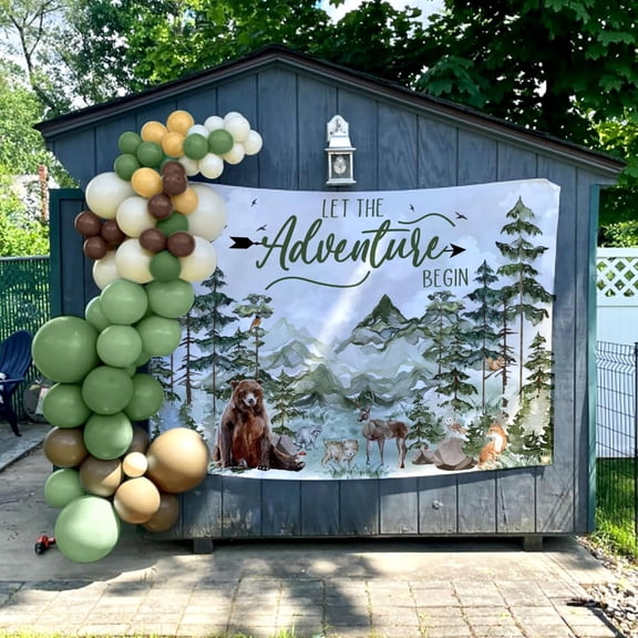 Forest Adventure Party Decoration Balloon Set - Hand-painted Background Cloth   30 Balloons for Outdoor Birthday Decorations