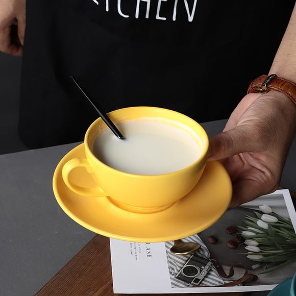 Wholesale White Ceramic Cup & Saucer Set - Elegant Pure Color Design, Durable Daily Use, Compact 5.5cm Height x 10.5cm Diameter, Custom Logo Option for Office, Home, Café & Restaurant Beverage Service