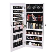 Ktaxon Wall Mounted Mirrored Jewelry Armoire Cabinet Storage Organizer Lockable, White