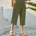 thumbnail image 2 of biudgviw Womens Capri Pants Wide Leg Cropped Pants with Pockets Elastic Waisted Linen Pants Summer Lounge Plus Size Capris, 2 of 7
