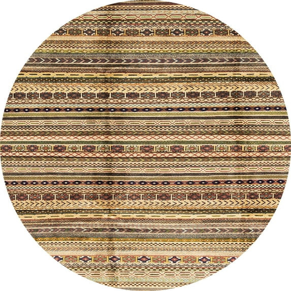 Ahgly Company Indoor Round Abstract Saddle Brown Abstract Area Rugs, 5' Round