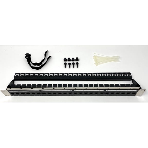 Ultra Spec Cables - Premium 1U 24 Port Cat6 Mini Patch Panel Pro RJ45 110 Network No Rust, Durable (RJ45 Straight) with Cable Management Bar