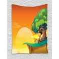 thumbnail image 1 of Boy Scout Tapestry, Little Kid Sitting by A Big Tree Landscape on Mountains at Sunset Nursery Kids, Wall Hanging for Bedroom Living Room Dorm Decor, 60W X 80L Inches, Multicolor, by Ambesonne, 1 of 2