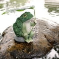 thumbnail image 3 of Frog Statue for Garden - Lotus Leaf Sitting Frog Figurines Decor Cute Craft Resin Frog Sculpture Decor for Outdoor Yard Garden Pond Home Office Desk Tabletop Gift Ornament, 3 of 9