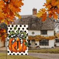 thumbnail image 3 of Fall Monogram Letter J Garden Flag Polka Dot Pumpkin 12x18 Inch Double Sided Outside, Small Burlap Family Last Name Initial Yard Decoration, 3 of 6