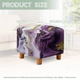 thumbnail image 3 of SCRAWLGOD Marble Print Golden Violet Ottoman Cover, Stretch Machine Washable Slipcover for Square Ottomans Anti-Slip Footstool Cover with Elastic Bottom, 3 of 7