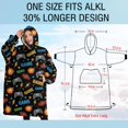 thumbnail image 4 of Oversized Wearable Blanket Hoodie,Multicolor Controllers Games Text Black Pattern Sherpa Blanket Hoodie with Super Pockets,Super Warm Fuzzy Pullover for Women & Men, 4 of 6