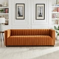 thumbnail image 2 of Sier Mid Century Modern Luxury Velvet Couch in Burnt Orange, 2 of 7