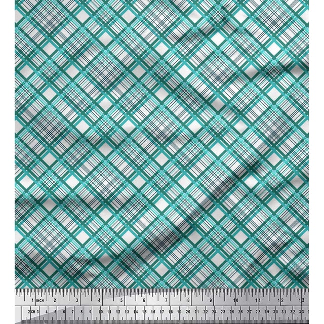 Soimoi Cotton Voile Fabric Diagonal Check Fabric Prints By Yard 42 Inch Wide