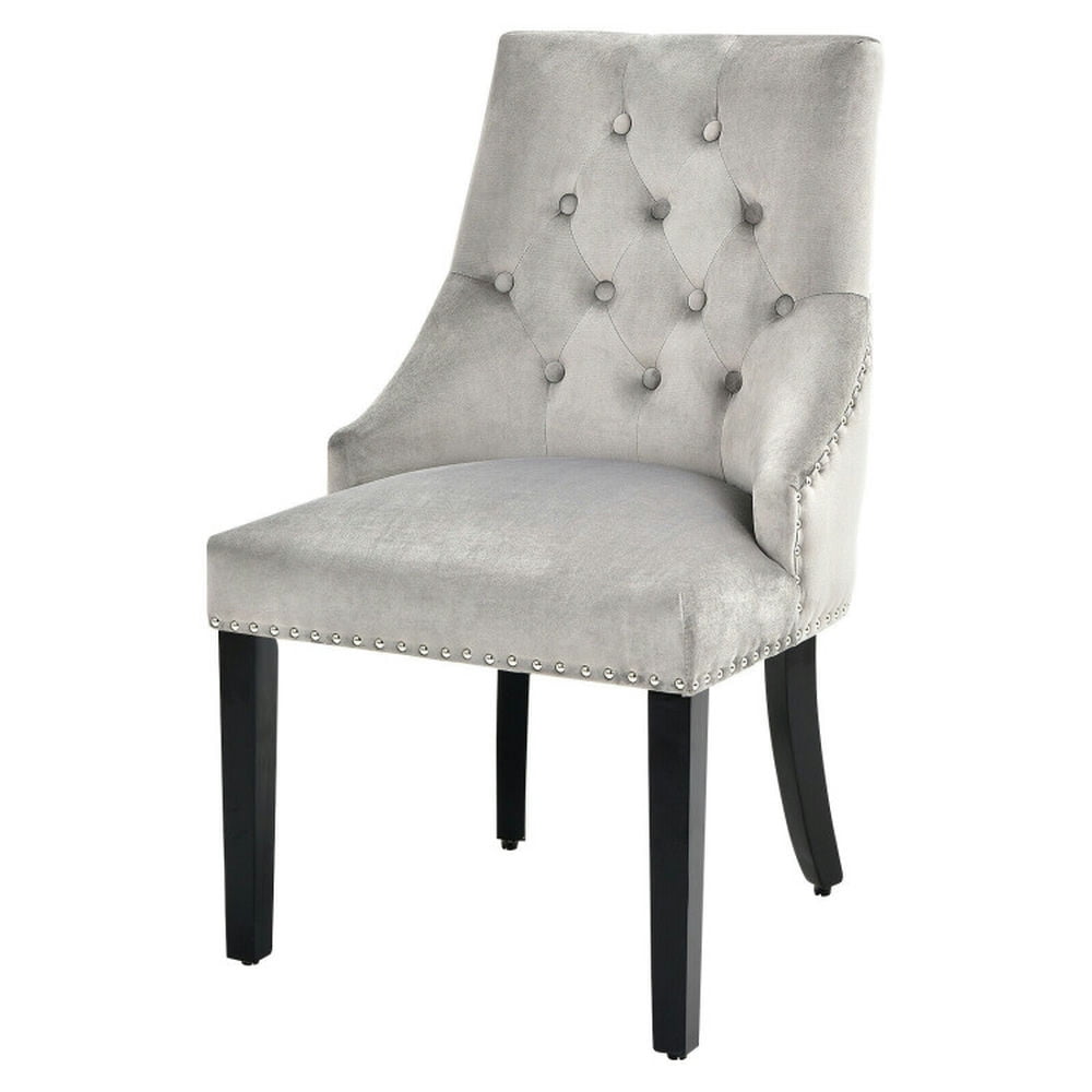 GVN Modern Upholstered Button-Tufted Dining Chair with Naild Trim-Gray, Dining Room Chairs, Lounge Chair for Kitchen, Dining, Bedroom, Living