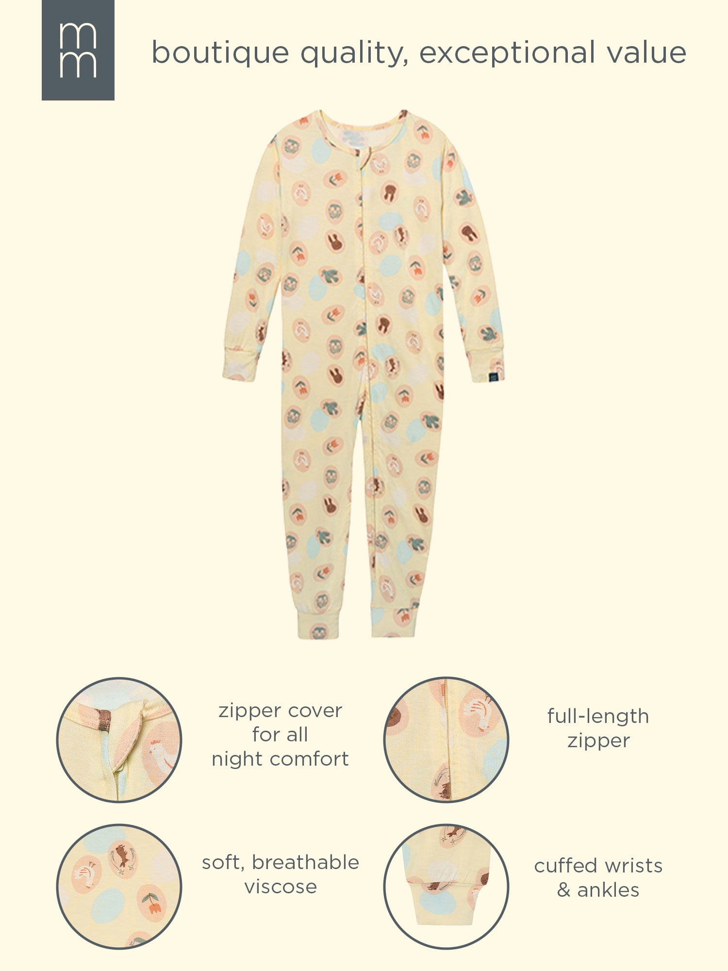 Modern Moments by Gerber Toddler Neutral Super Soft Easter One-Piece Pajama, Sizes 12M-5T