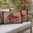 thumbnail image 4 of Christmas Red Truck Pillow Covers 2 Pack Winter Tree Snowflake Red Plaid Board Pillowcase Waterproof Outdoor Throw Pillow Cover for Patio Balcony Rectangular Cushion 20”x12”, 4 of 9