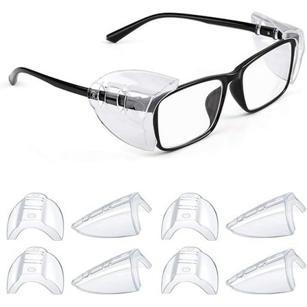 Safety Glasses Side Shields for Prescription Glasses, Slip on Clear Eye Glasses, Fits Small to Large Eyeglasses