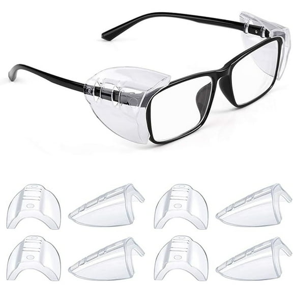 Safety Glasses Side Shields for Prescription Glasses, Slip on Clear Eye Glasses, Fits Small to Large Eyeglasses