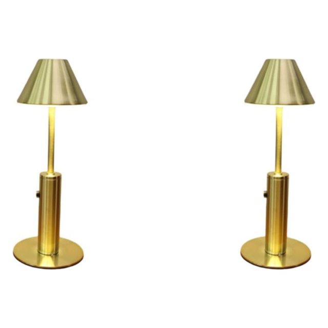 Baohd Dimmable Bedside Table Lamp Elegant Bar Decor Battery Powered Umbrella Gold 2Set
