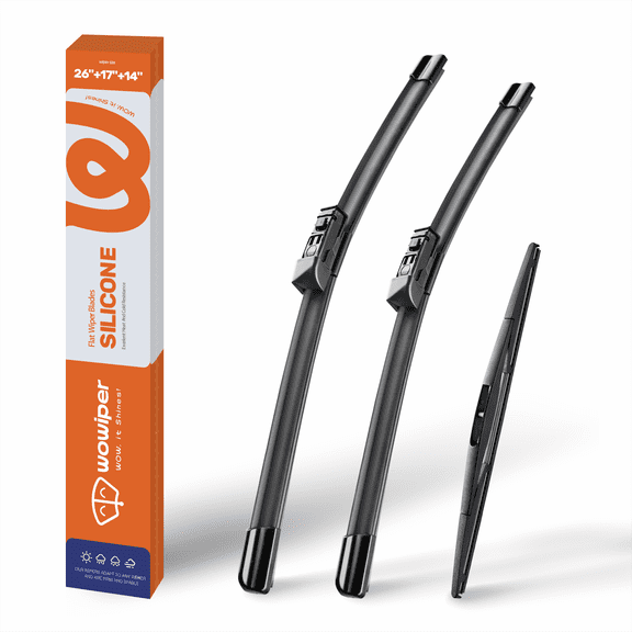 WOWIPER 26" 17" 14" Premium Silicone Wiper Blades 3-Pack – Water Repellent Beam Fit D-PTB – OEM All-Season with Rear Wiper for Subaru Forester 2019-2025