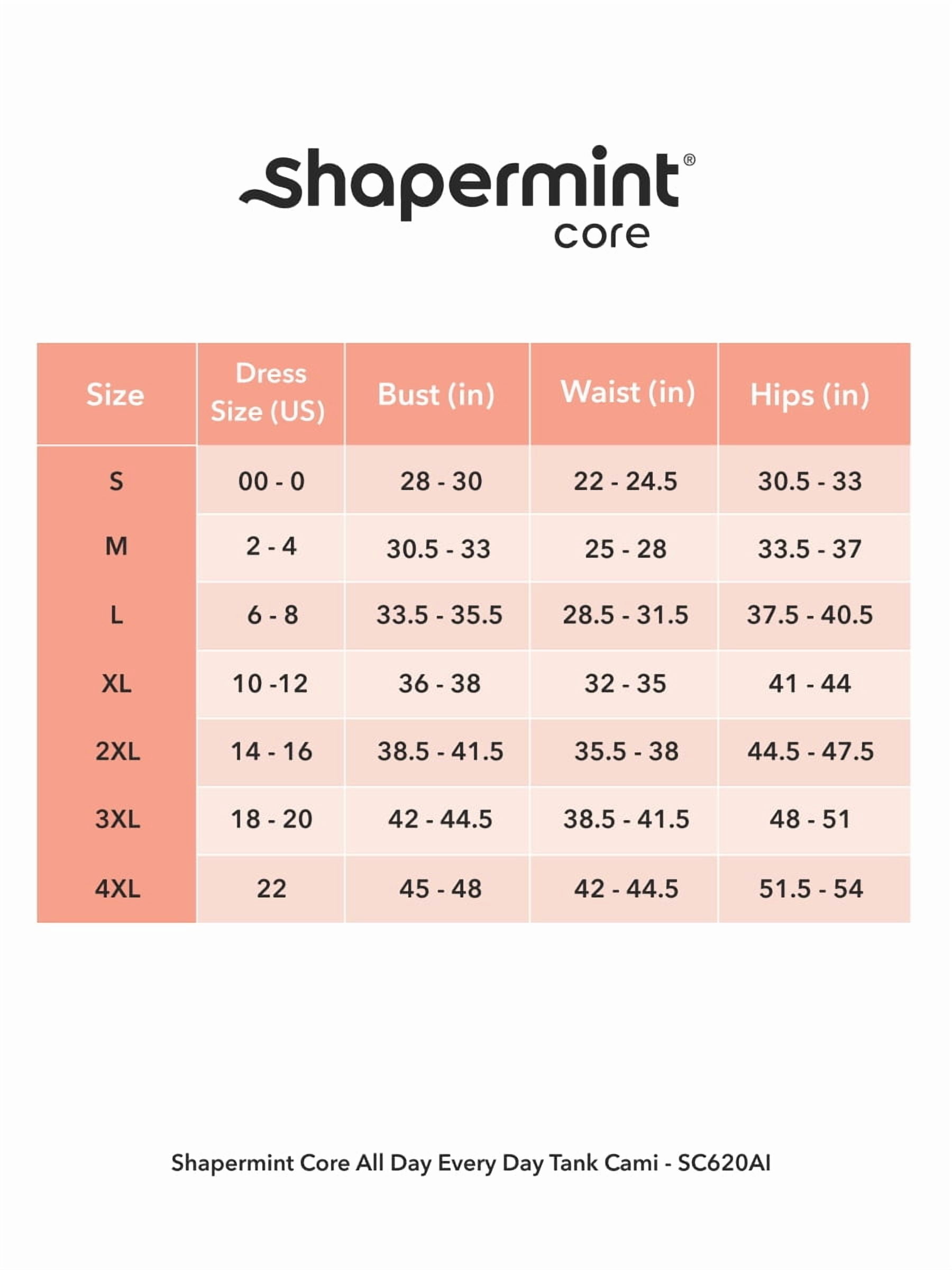 Shapermint Core Tummy Control Shapewear Tank Cami for Women with Wide Straps, Sizes S to 4XL