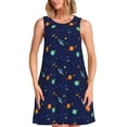 thumbnail image 1 of Easygdp Space Galaxy para Vestido Transpirable de Mujer, Vestido Suelto de Manga Corta con Pliegues y Bolsillos para el Verano, 1 of 7