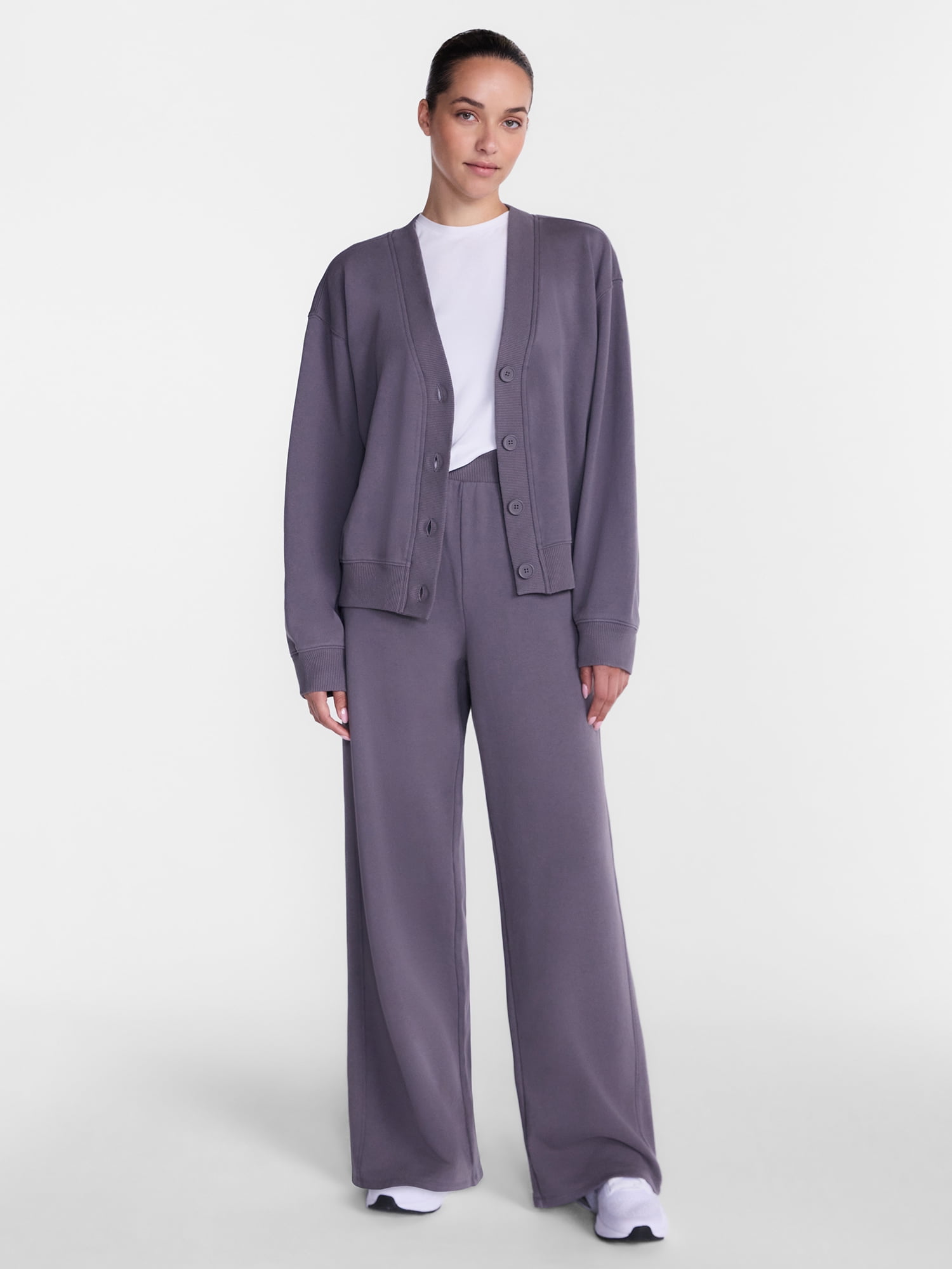 Athletic Works Women's and Women's Plus French Terry Wide Leg Pants, 31" Inseam, Sizes XS-4X