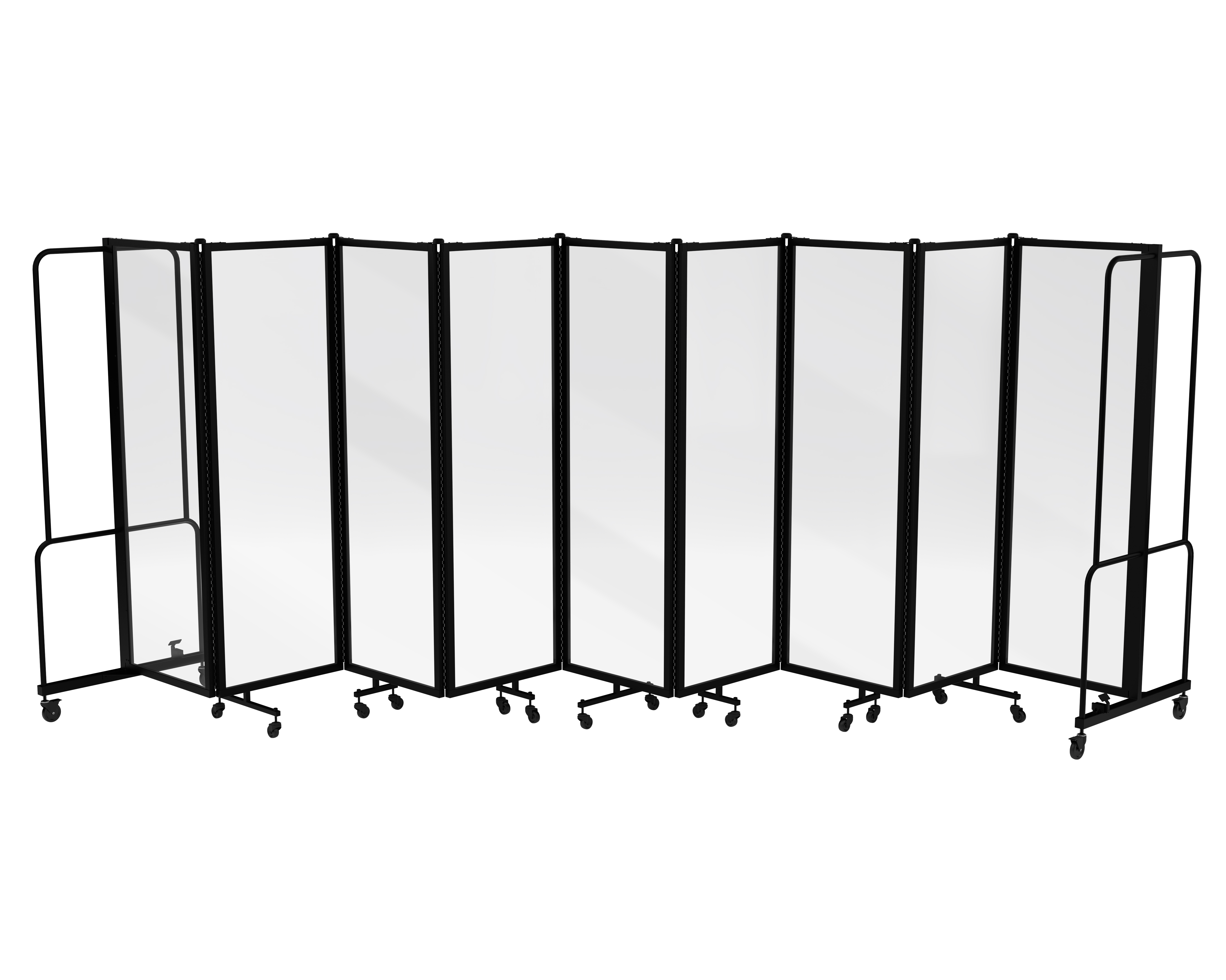 Hampden Furnishings Otis Collection Portable Room Divider, 9 Transparent Panels, Black Frame