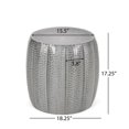 thumbnail image 5 of Table d'Appoint Ronde en Métal Martelé, Table de Bout Argentée avec Design Unique Martelé, Table d'Accent Moderne Parfaite pour Salon Ou Chambre, 5 of 5