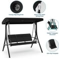 thumbnail image 5 of Lumiparty 3-Seat Patio Swing Chair, Outdoor Porch Hanging Swings with Adjustable Canopy & Armrests, Breathable Textilene Seat & Backrest, Swing Bench for Garden, Poolside, Backyard, Black, 5 of 9
