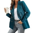 thumbnail image 2 of Stichou Women's Long Sleeve Blazer Corduroy Open Front Cardigan Jacket Work Office Blazer with Pockets Turquoise 2XL, 2 of 4