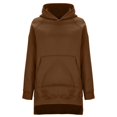 thumbnail image 6 of Lindreshi Hoodies for Women Fashion Women's Casual Long Sleeve Round Neck Ladies Pocket Solid Hooded Sweatshirts Tops Blouse, 6 of 7