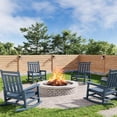 thumbnail image 2 of Bingirl Outdoor Rocking Chair HDPE Plastic Patio Rocker Chair for Porch Deck Lawn GardeNavy Blue (Four straight back panels), 2 of 7