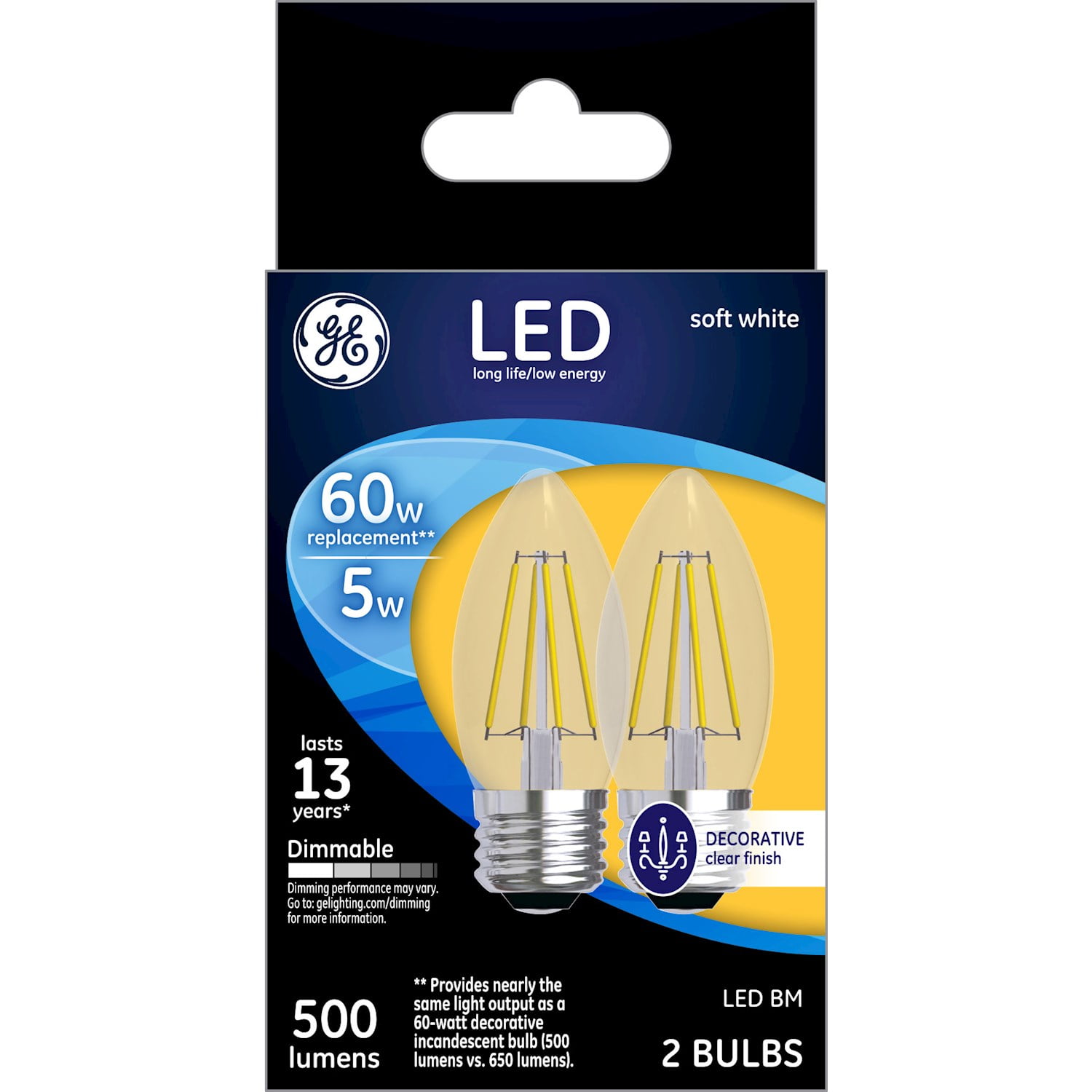G E Lighting 23336 5W Clear Blunt Bulb 23 Piece 2 Pack