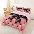thumbnail image 2 of Manfei Black Crystal Bow Knot Full Size Comforter Sets 3 Pieces for Kids Teens,Girls Women Vintage Plaid Bedding Sets,Pink Reversible,Breathable Home Decor, 2 of 6