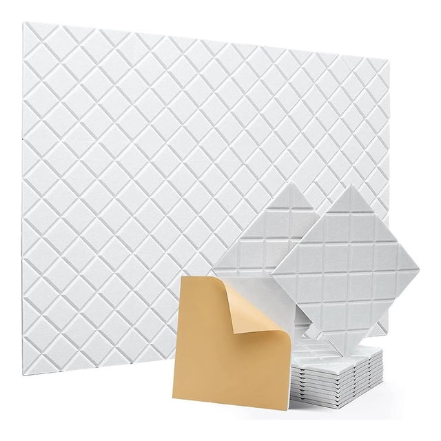 Paquete de 12 paneles de pared insonorizados Shaofei paneles absorbentes de sonido autoadhesivos 30 x 30 x 1 cm blanco