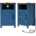 thumbnail image 7 of HDTFGB Navy Blue Farmhouse Nightstand Set of 2, Rustic End Table with Barn Door and Shelf, Bedside Table with Charging Station for Living Room, Bedroom, 7 of 7