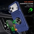 thumbnail image 3 of For Apple iPhone 17 Pro Phone Case with Finger Ring Holder Kickstand, Card Slots，Heavy Duty Shockproof Rugged Protective Working with Magnetic Car Phone Mount,Blue,For iPhone 17 Pro, 3 of 7